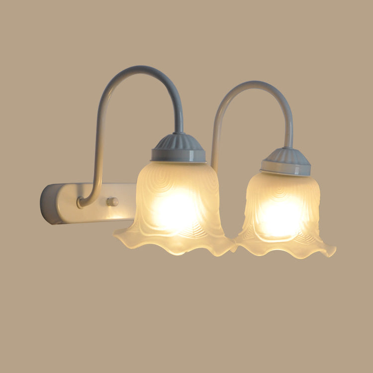 Flower White Glass Flush Mount Wall Sconce Modern Style Multi Lights Vanity Mirror Lights