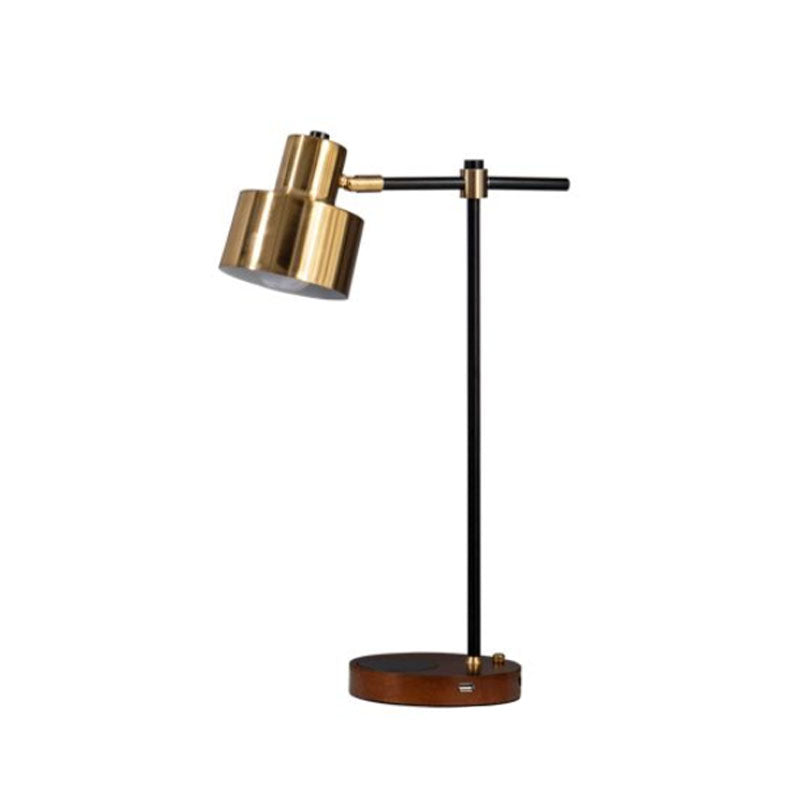 Lampada da tavolo cilindri Lampada da tavolo a metà secolo metallo 1 comodino leggero in oro