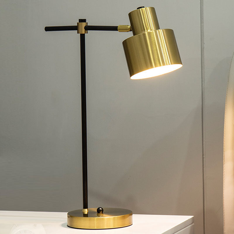 Lampada da tavolo cilindri Lampada da tavolo a metà secolo metallo 1 comodino leggero in oro