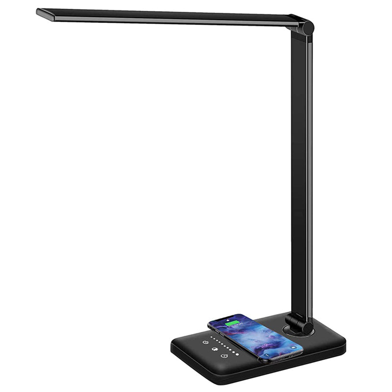 Lámpara de mesa USB con control táctil, luz de mesa LED plegable de metal estilo tarea para dormitorio
