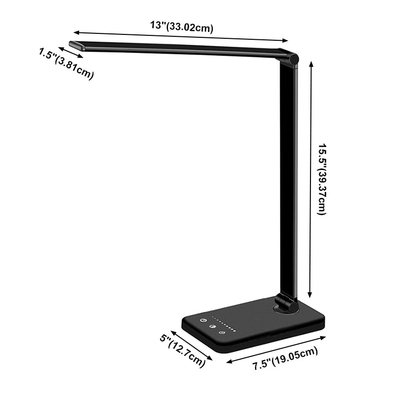 Lámpara de mesa USB con control táctil, luz de mesa LED plegable de metal estilo tarea para dormitorio