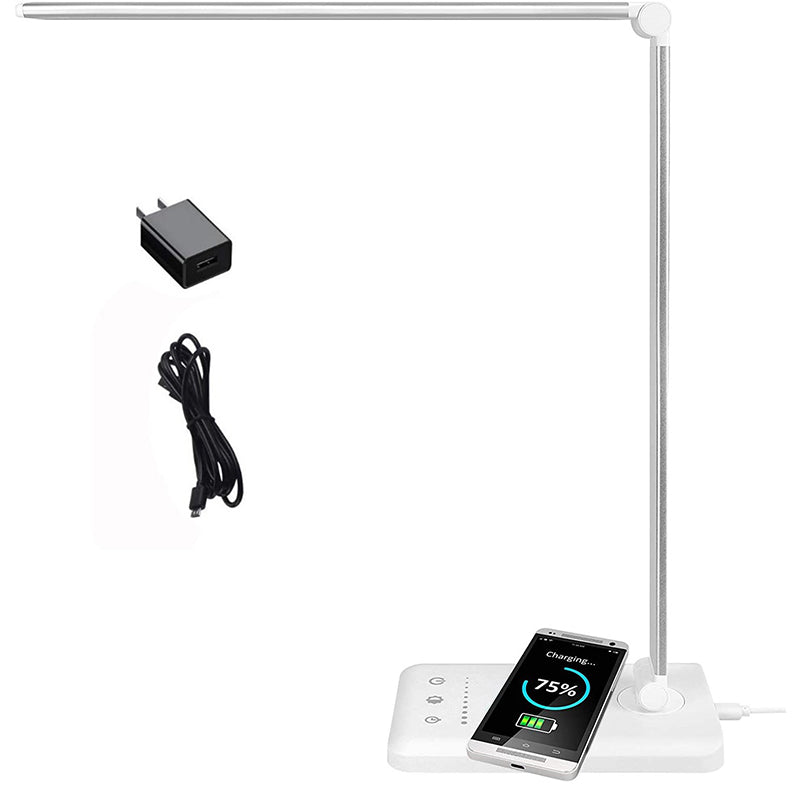 Lámpara de mesa USB con control táctil, luz de mesa LED plegable de metal estilo tarea para dormitorio