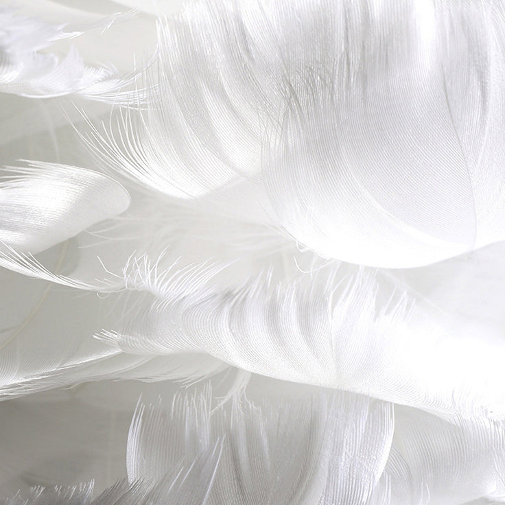 Feather White Hanging Lamp in Modern Style Round Shaped Indoor Pendant Light