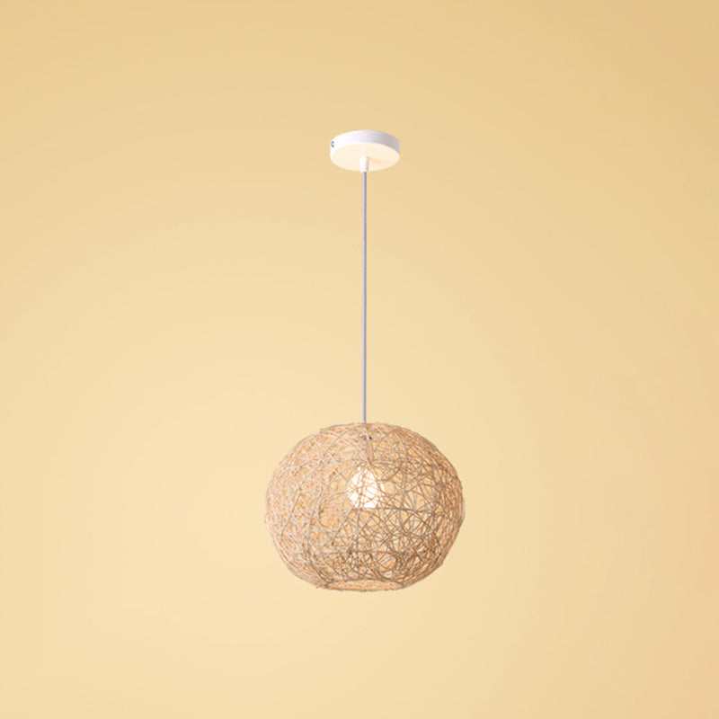 Asian Style Global Hanging Pendant Lights Rattan Fiber 1 Light Ceiling Pendant Lamp