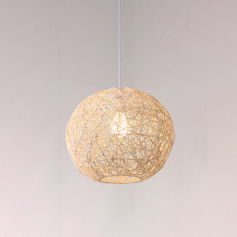 Asian Style Global Hanging Pendant Lights Rattan Fiber 1 Light Ceiling Pendant Lamp