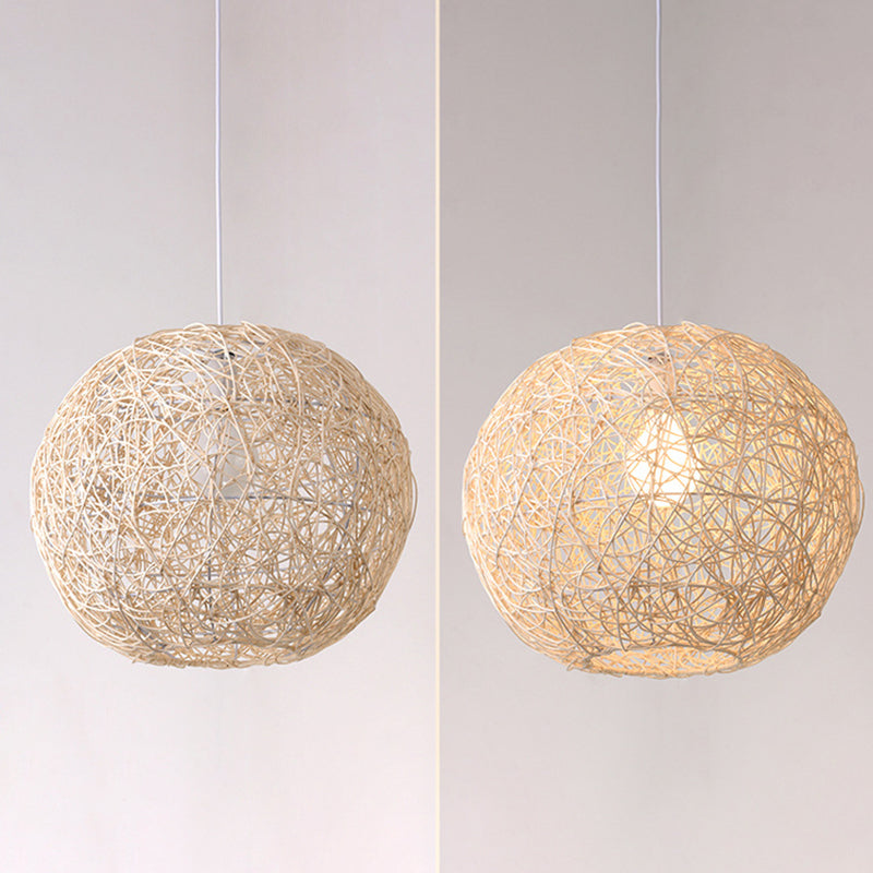 Aziatische stijl Global Hanging Pendant Lights Rattan Fiber 1 lichte plafond hanglamp