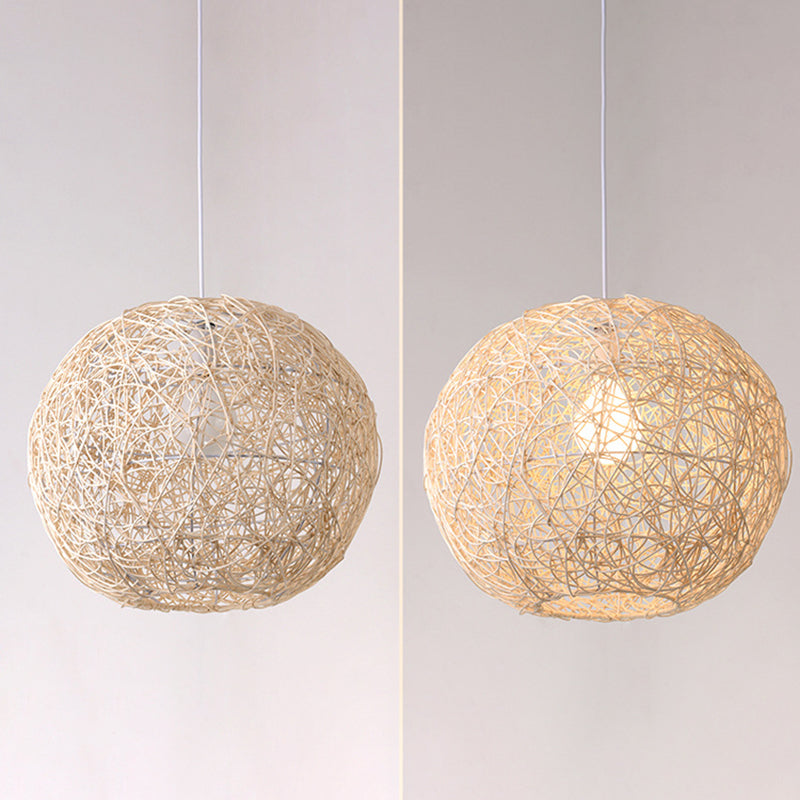 Style asiatique global suspension suspension de rotin fibre 1 pendant de plafond léger