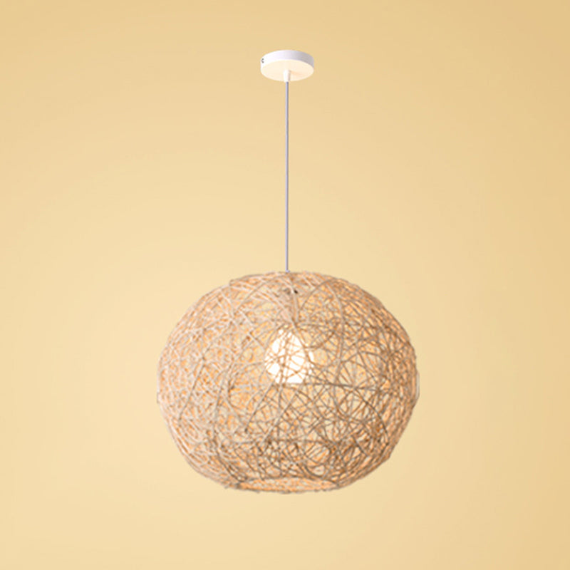 Asian Style Global Hanging Pendant Lights Rattan Fiber 1 Light Ceiling Pendant Lamp