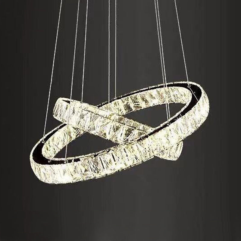 Orbicular Crystal Hanging Ceiling Light Modern Style Clear Chandelier Ceiling Lamp