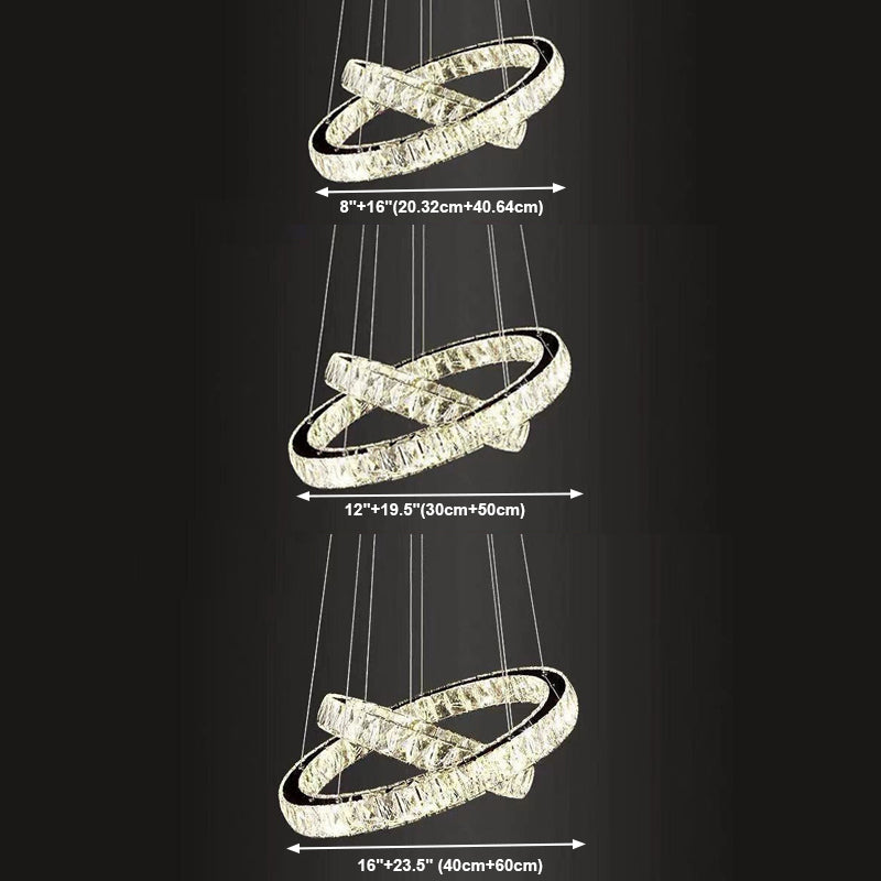 Orbicular Crystal Hanging Ceiling Light Modern Style Clear Chandelier Ceiling Lamp