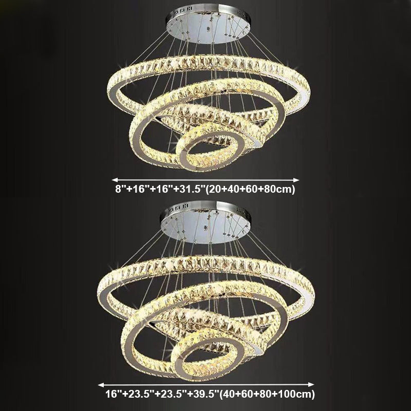 Orbicular Crystal Hanging Ceiling Light Modern Style Clear Chandelier Ceiling Lamp