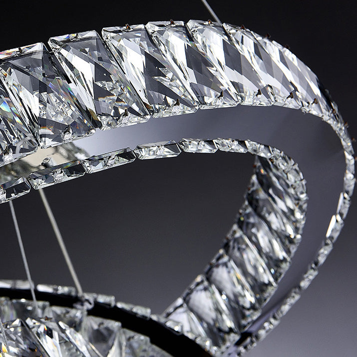 Orbicular Crystal Hanging Ceiling Light Modern Style Clear Chandelier Ceiling Lamp