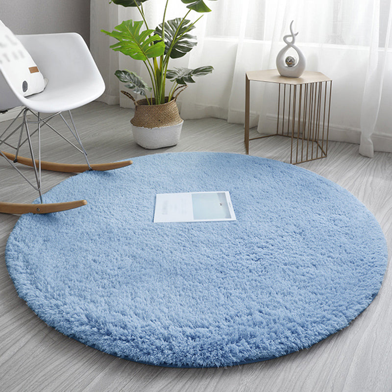 Lässiger runder Shag Teppich moderner, farbiger Teppichfleckfest -Resistent Polyester Fläche Teppich für Wohnzimmer