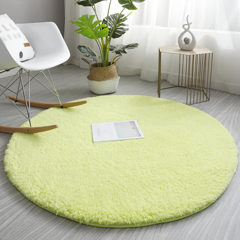 Lässiger runder Shag Teppich moderner, farbiger Teppichfleckfest -Resistent Polyester Fläche Teppich für Wohnzimmer