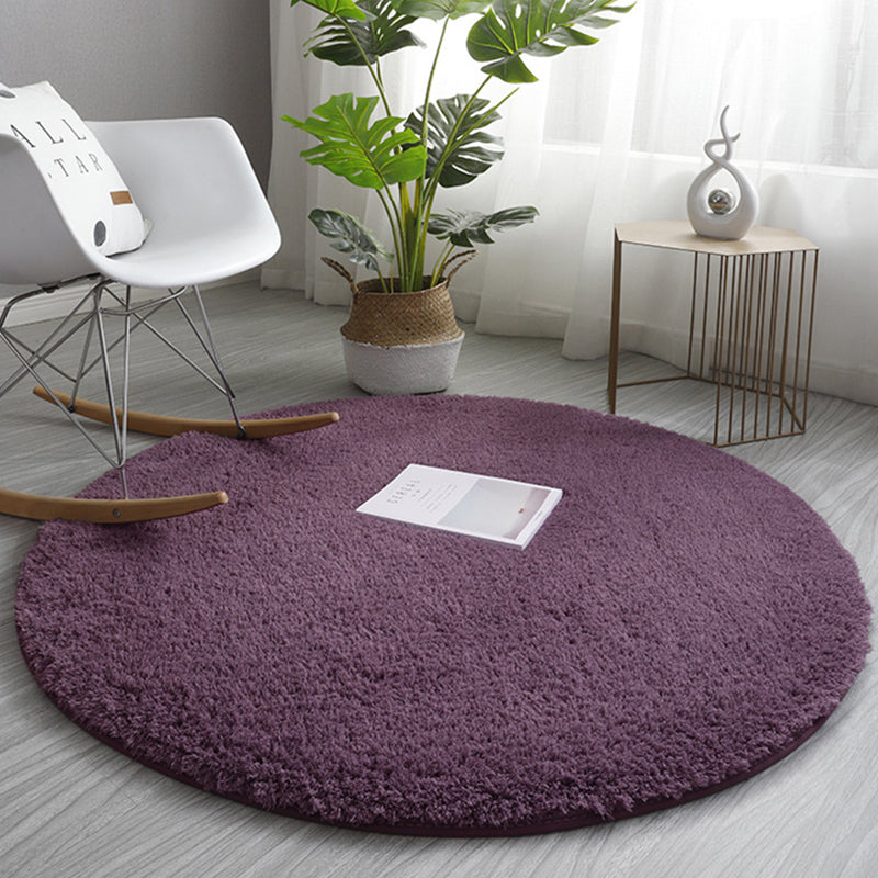 Lässiger runder Shag Teppich moderner, farbiger Teppichfleckfest -Resistent Polyester Fläche Teppich für Wohnzimmer