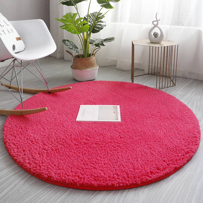 Lässiger runder Shag Teppich moderner, farbiger Teppichfleckfest -Resistent Polyester Fläche Teppich für Wohnzimmer