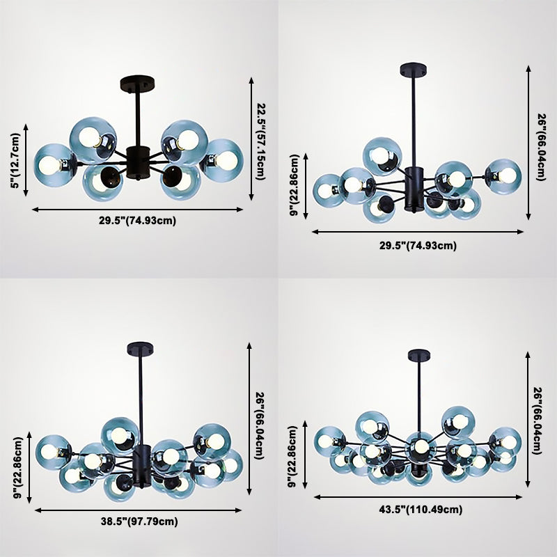 Globe Chandelier Light Fixture Modern Glass Pendant Lighting for Restaurant