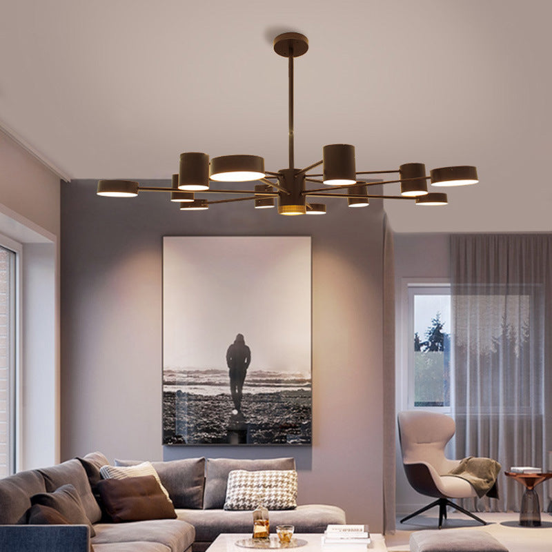 Black Spoke-Like Chandelier Lighting Fixture Simple Style Metal Pendant Chandelier