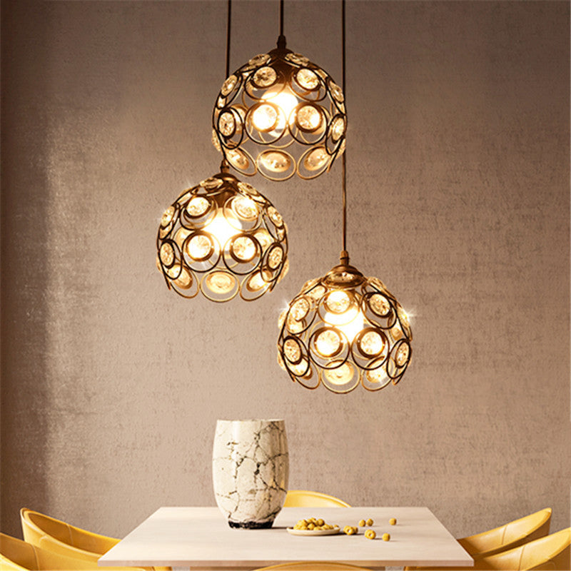 Cristal incrusté orbe suspendu luminaire d'éclairage de style moderne pour salle à manger