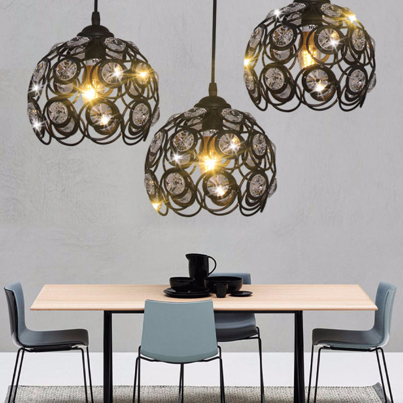 Cristal incrusté orbe suspendu luminaire d'éclairage de style moderne pour salle à manger