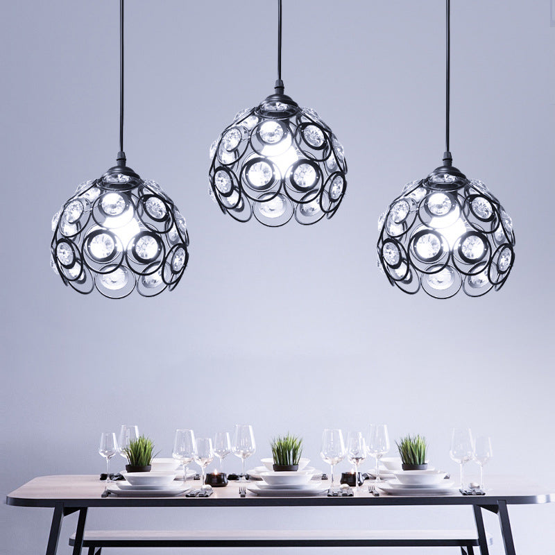 Cristal incrusté orbe suspendu luminaire d'éclairage de style moderne pour salle à manger