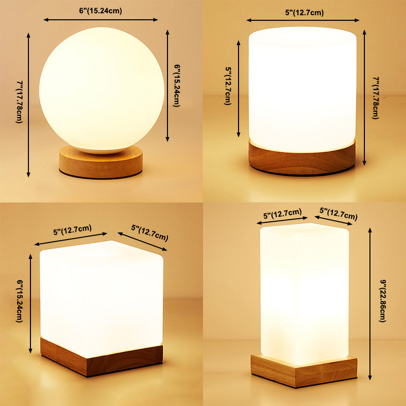 Modern Minimalism Table Light White Glass Bedroom Living Room Desk Lamp
