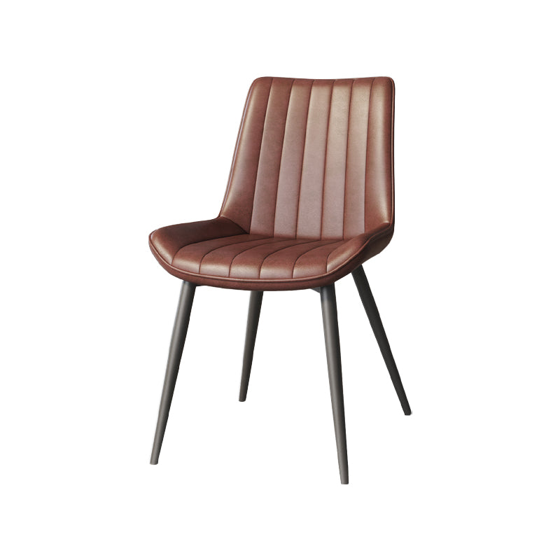Scandinavian Study Room Leather Side Chair Matte Finish Parsons Dining Chairs