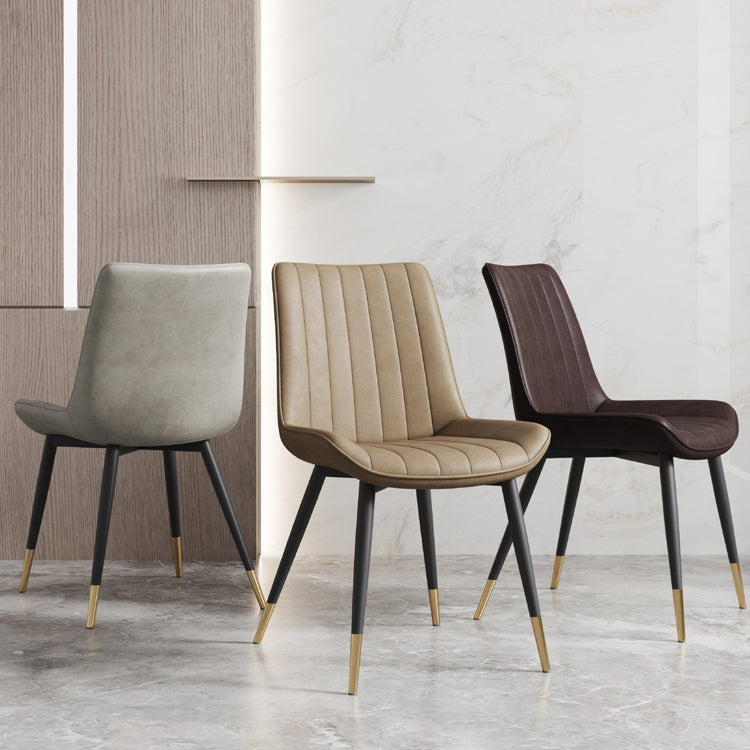 Silla auxiliar de cuero escandinava para sala de estudio Sillas de comedor Parsons con acabado mate