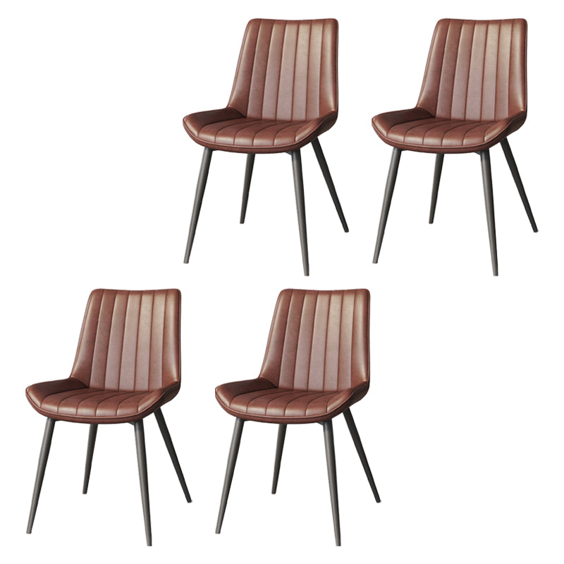 Silla auxiliar de cuero escandinava para sala de estudio Sillas de comedor Parsons con acabado mate
