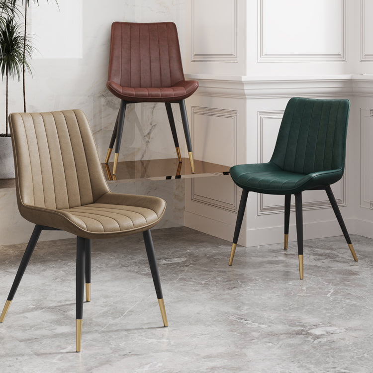 Silla auxiliar de cuero escandinava para sala de estudio Sillas de comedor Parsons con acabado mate