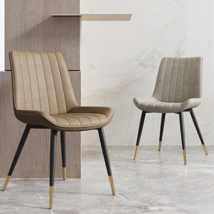 Silla auxiliar de cuero escandinava para sala de estudio Sillas de comedor Parsons con acabado mate