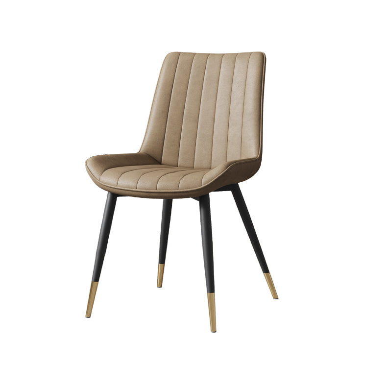 Silla auxiliar de cuero escandinava para sala de estudio Sillas de comedor Parsons con acabado mate