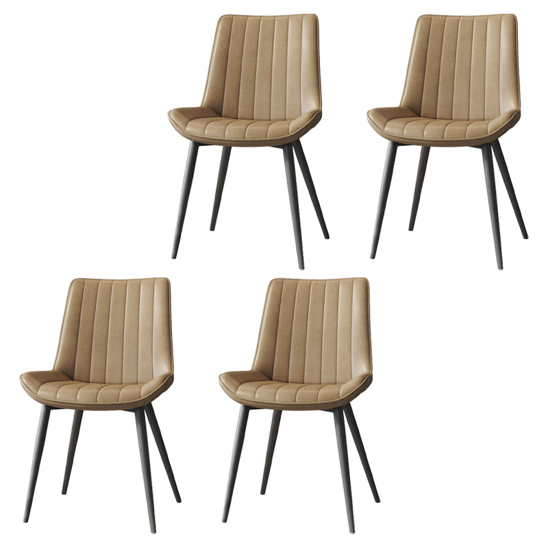 Silla auxiliar de cuero escandinava para sala de estudio Sillas de comedor Parsons con acabado mate