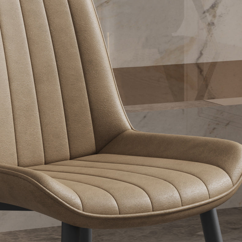 Silla auxiliar de cuero escandinava para sala de estudio Sillas de comedor Parsons con acabado mate