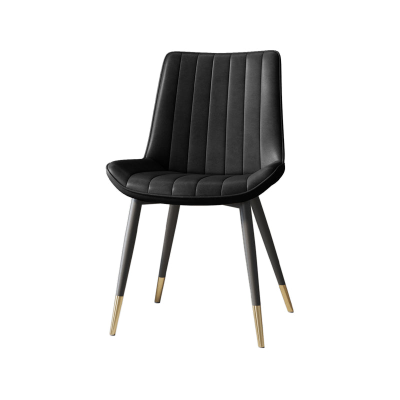 Silla auxiliar de cuero escandinava para sala de estudio Sillas de comedor Parsons con acabado mate