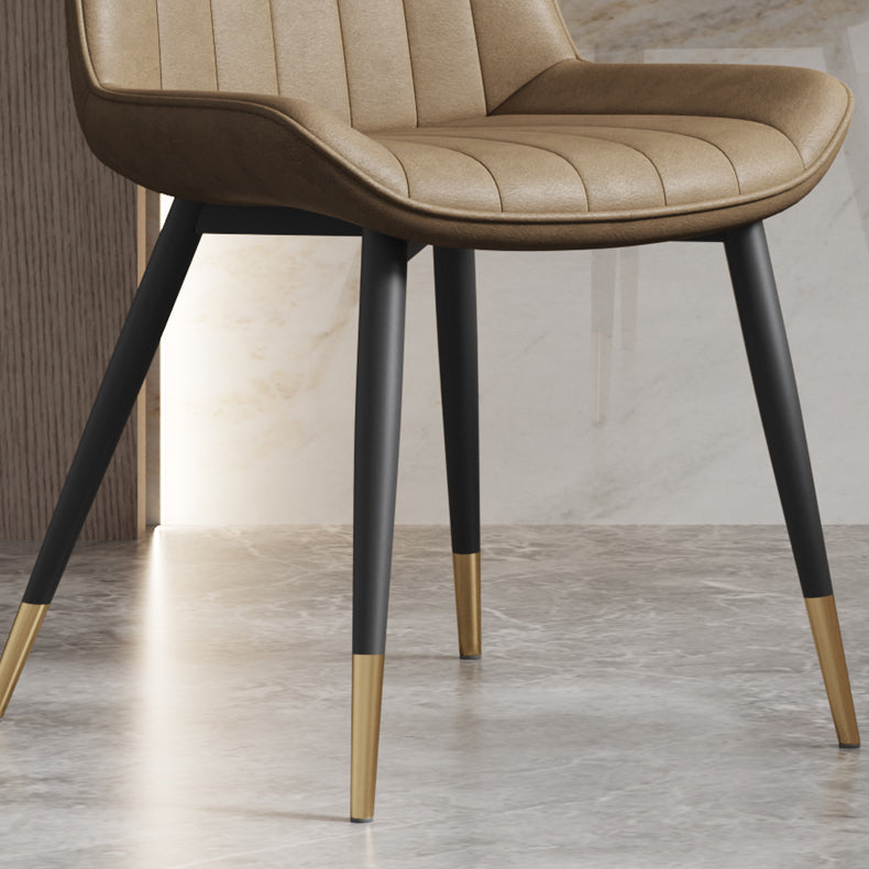 Silla auxiliar de cuero escandinava para sala de estudio Sillas de comedor Parsons con acabado mate