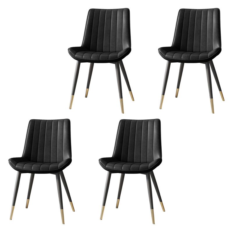 Silla auxiliar de cuero escandinava para sala de estudio Sillas de comedor Parsons con acabado mate