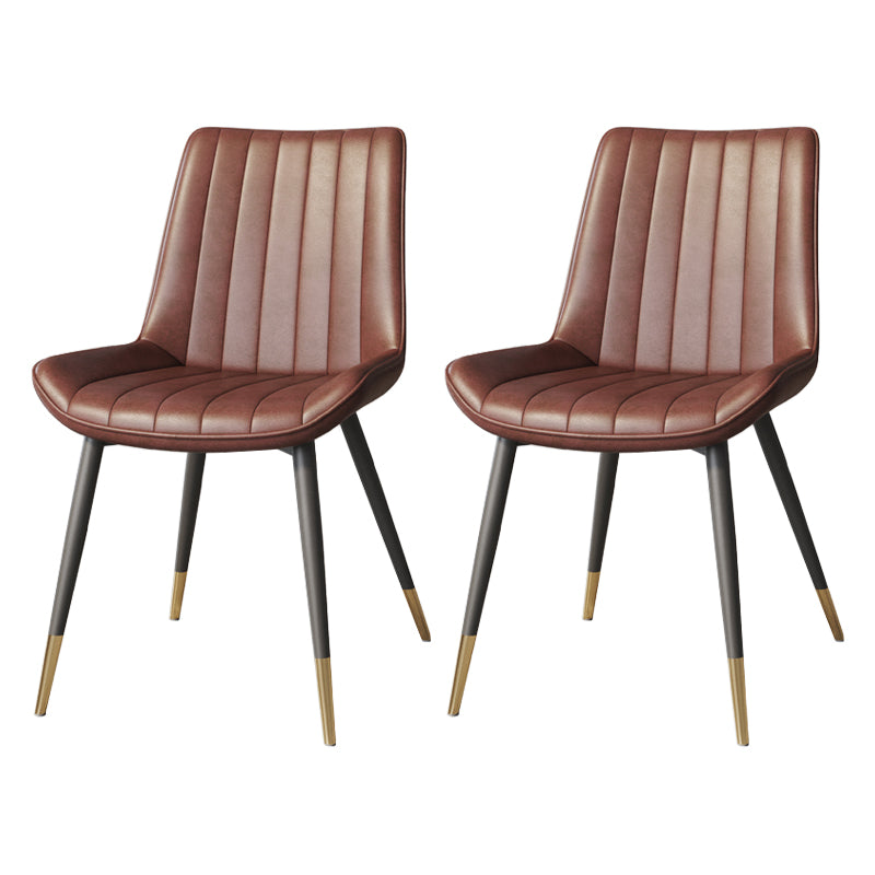 Silla auxiliar de cuero escandinava para sala de estudio Sillas de comedor Parsons con acabado mate