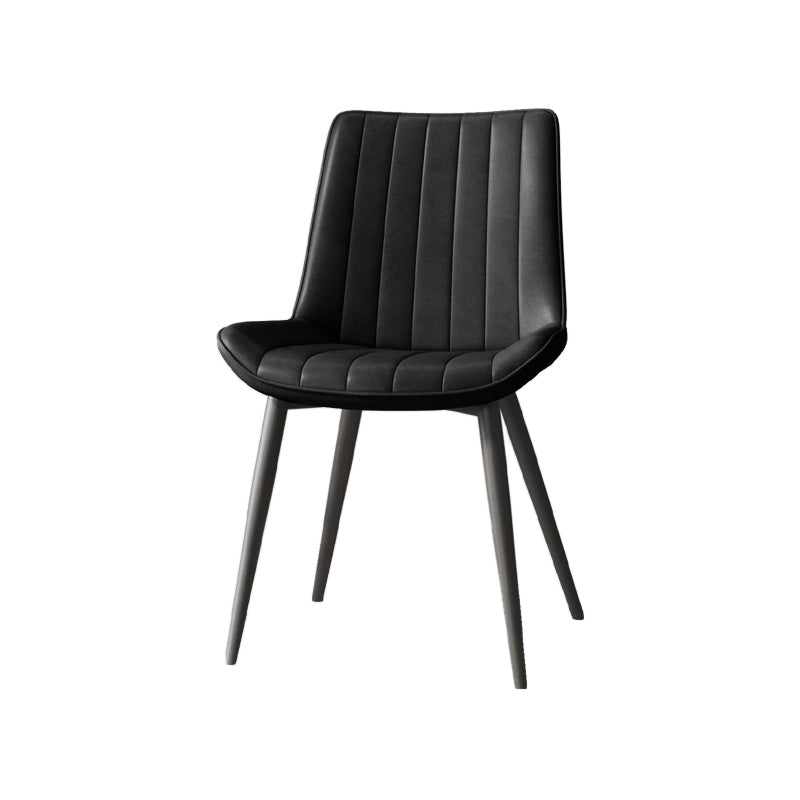 Scandinavian Study Room Leather Side Chair Matte Finish Parsons Dining Chairs