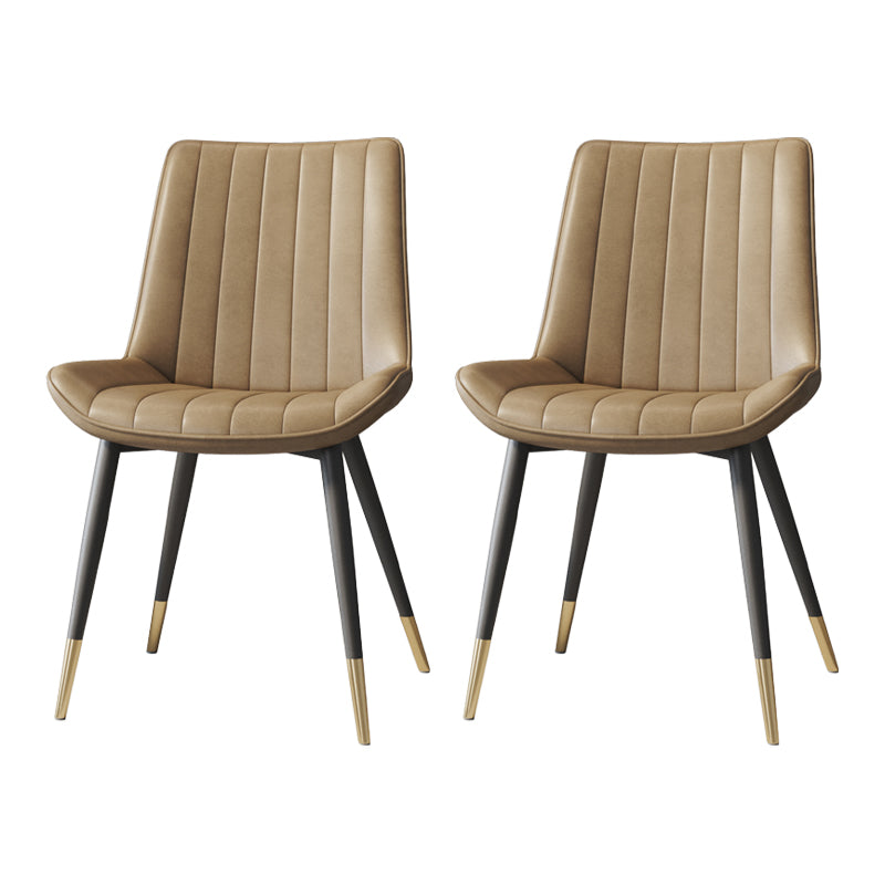 Silla auxiliar de cuero escandinava para sala de estudio Sillas de comedor Parsons con acabado mate