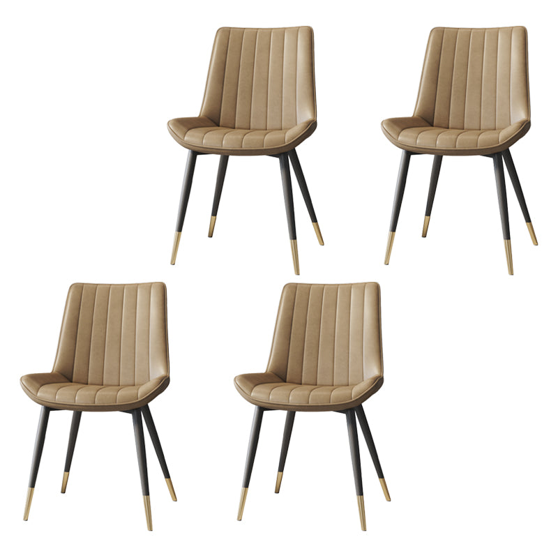 Silla auxiliar de cuero escandinava para sala de estudio Sillas de comedor Parsons con acabado mate