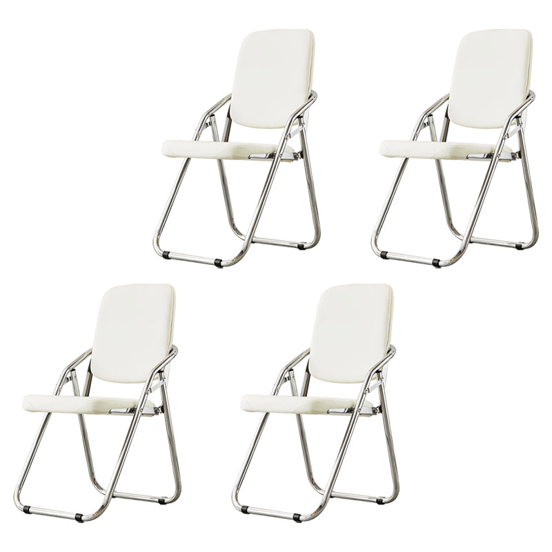 Silla moderna para interiores y exteriores, silla lateral de comedor plegable sin brazos con respaldo abierto de metal