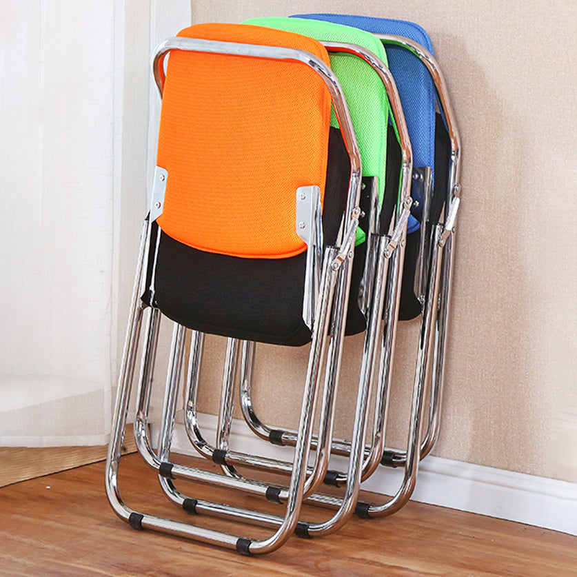 Silla moderna para interiores y exteriores, silla lateral de comedor plegable sin brazos con respaldo abierto de metal