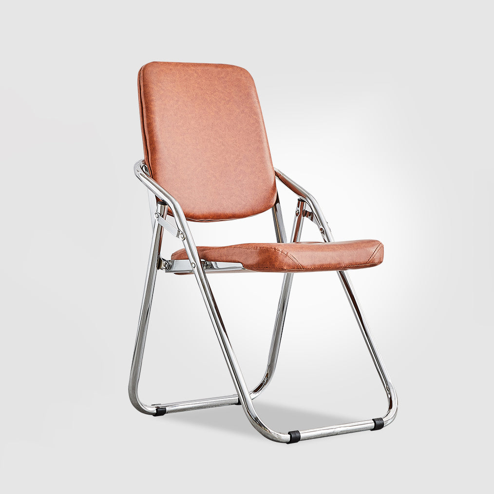 Silla moderna para interiores y exteriores, silla lateral de comedor plegable sin brazos con respaldo abierto de metal