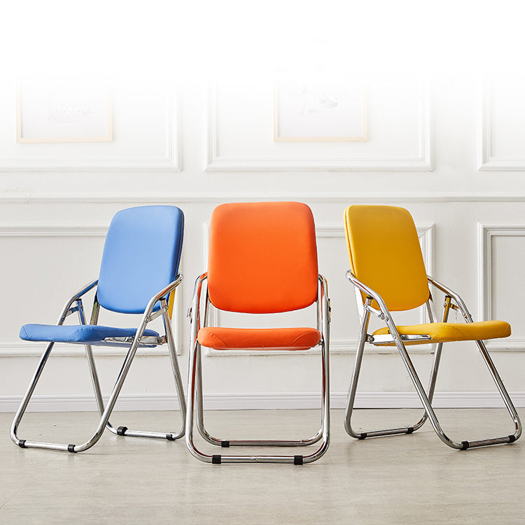 Silla moderna para interiores y exteriores, silla lateral de comedor plegable sin brazos con respaldo abierto de metal