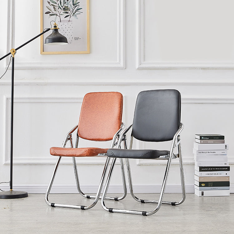 Silla moderna para interiores y exteriores, silla lateral de comedor plegable sin brazos con respaldo abierto de metal