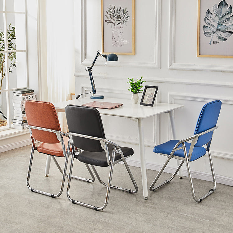Silla moderna para interiores y exteriores, silla lateral de comedor plegable sin brazos con respaldo abierto de metal