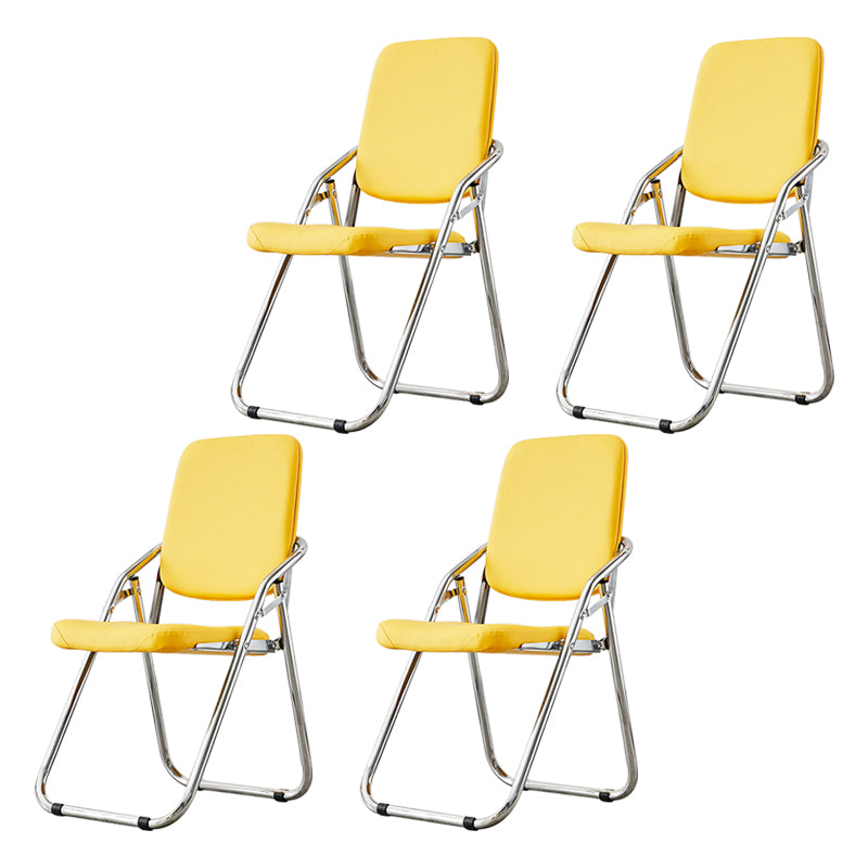 Silla moderna para interiores y exteriores, silla lateral de comedor plegable sin brazos con respaldo abierto de metal