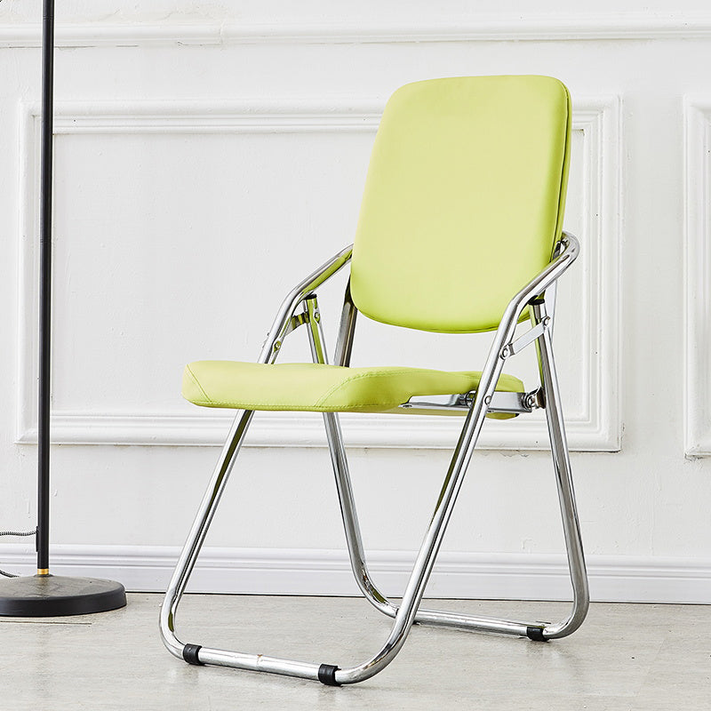 Silla moderna para interiores y exteriores, silla lateral de comedor plegable sin brazos con respaldo abierto de metal