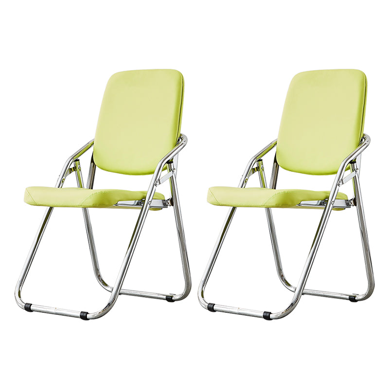 Silla moderna para interiores y exteriores, silla lateral de comedor plegable sin brazos con respaldo abierto de metal